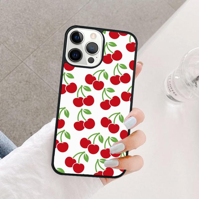 Чехол для телефона с рисунком красной вишни и фруктов Для iPhone 17 Air 15 16 14 13 12 Pro Max 11 Pro Max Plus Coque Shell