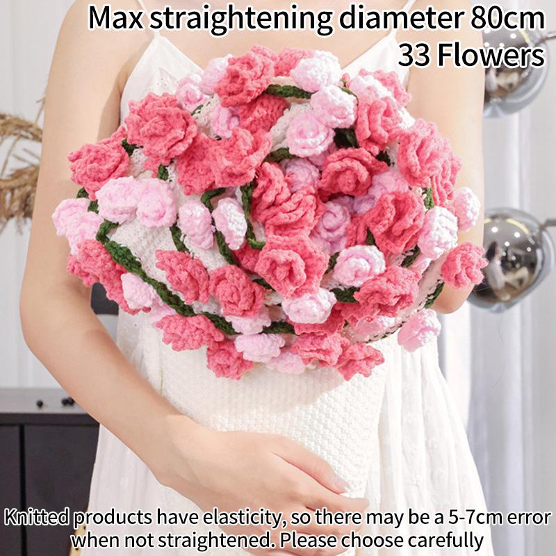 Multicolored Pointed-Angled Rose Bouquet Blankets Hand-Knitted Crocheted Rose Sofa Blankets Wedding Valentine Girlfriend Gifts