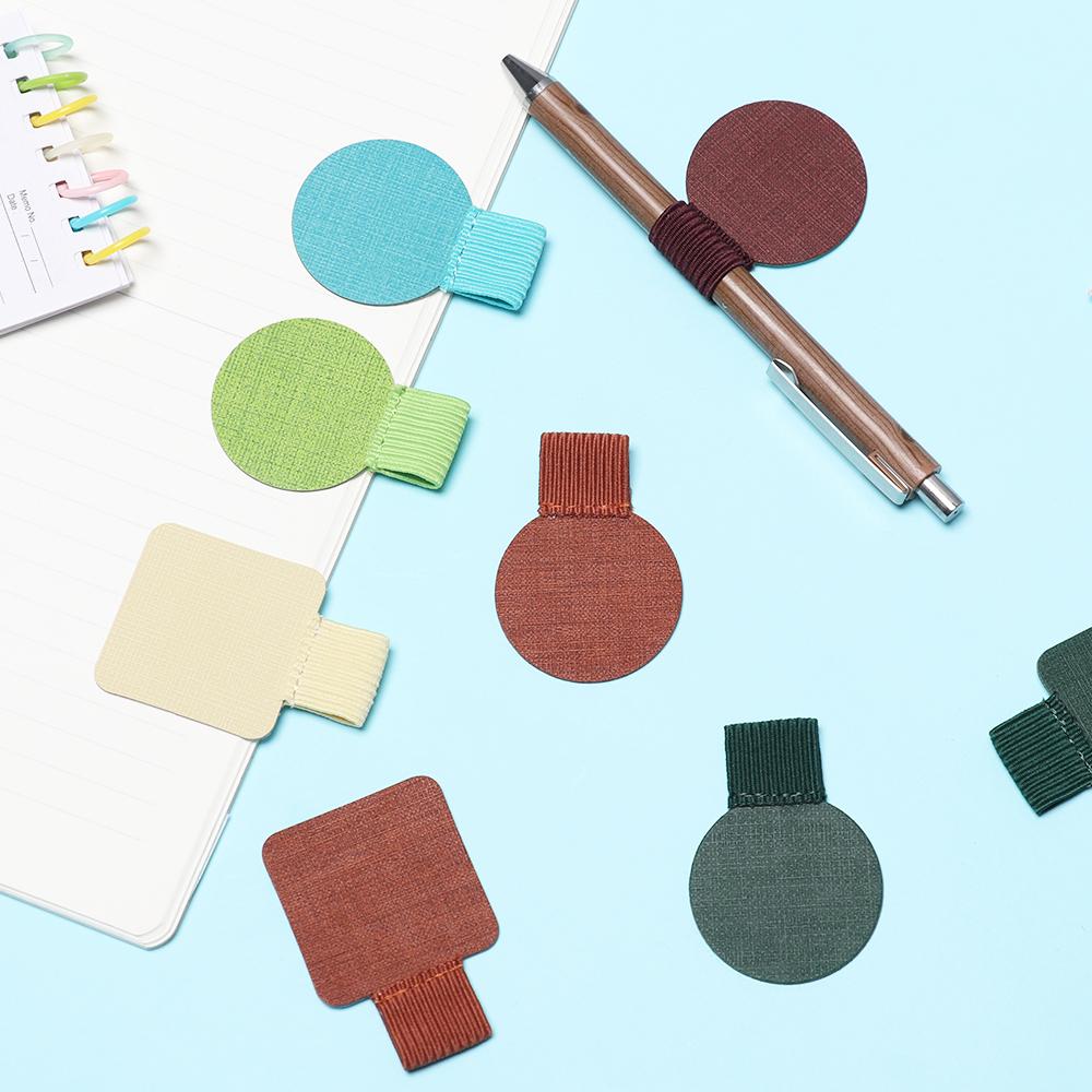 4PCS Useful Portable Convenient Notebook Self-adhesive Pen Holder Elastic Loop Leather Pen Clips