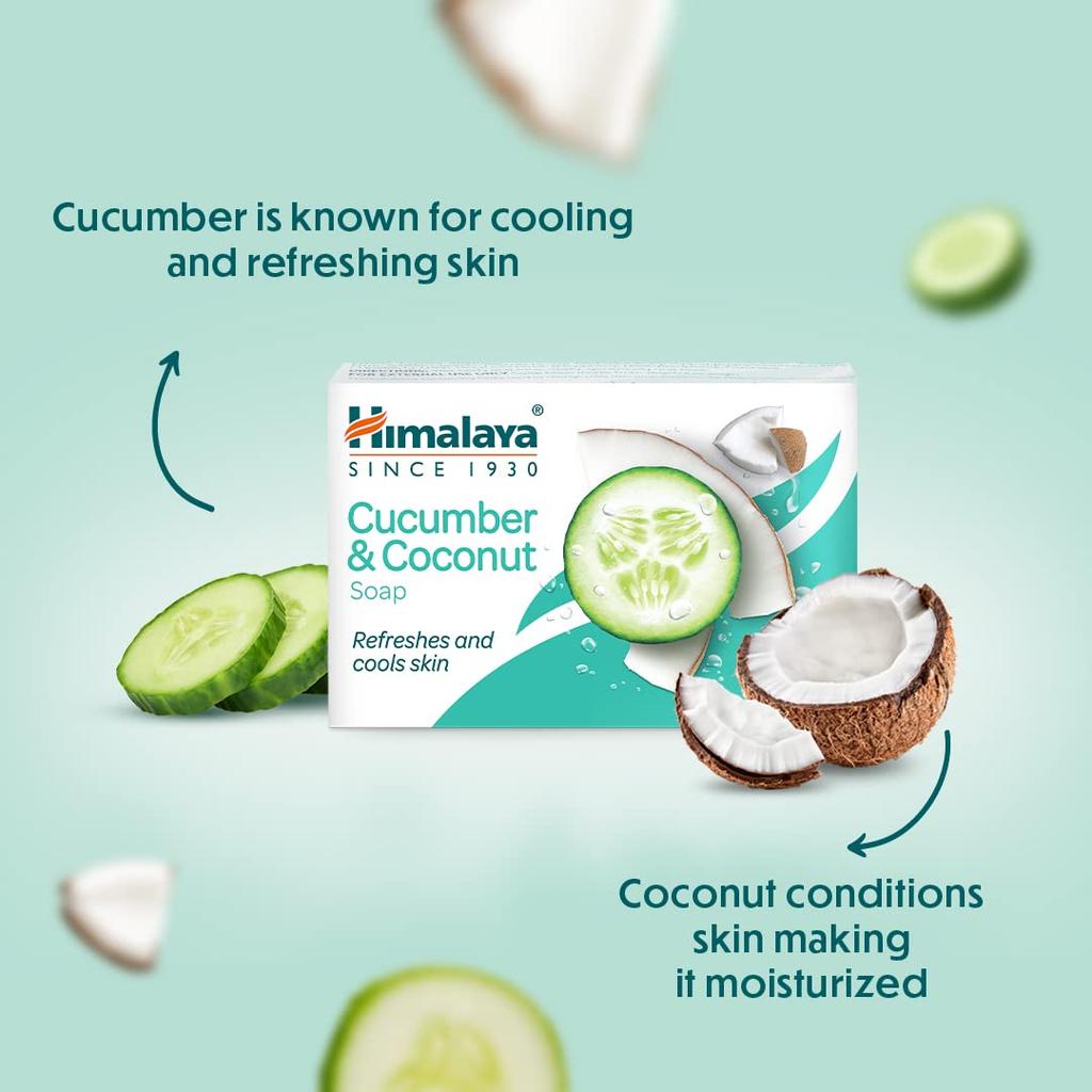 Himalaya Herbals Cucumber And Coconut Soap For Soft Smooth Skin 125g Pack Of 6 Moisturizing Body Cleanser Bar
