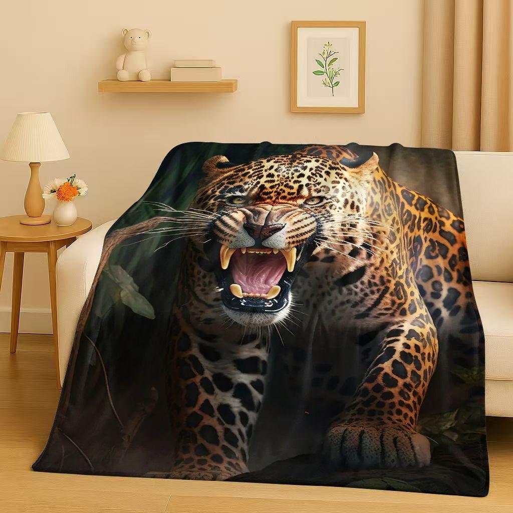 3D Cheetah Leopard Beast Flannel Blanket,Ultra Soft Warm Plush Throw for Home Bedroom Bed Sofa Cover Office Travel Camping Gift