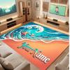 Octopus Sea Life Theme Crystal Velvet Floor Rug Personalized Custom Name Text Warm Carpet Home Decoration