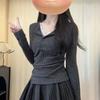 Two Piece Knit Sweater With Deep V Neck For Casual Office Wear