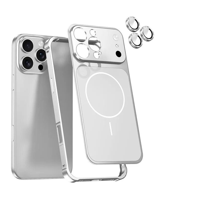 Для iPhone 17 16 15 14 13 Pro Max Мгновенно меняйте 17 Для Magsafe Магнитная задняя крышка Рамка из сплава Чехол Пленочная защита стеклянной линзы Тонкое покрытие