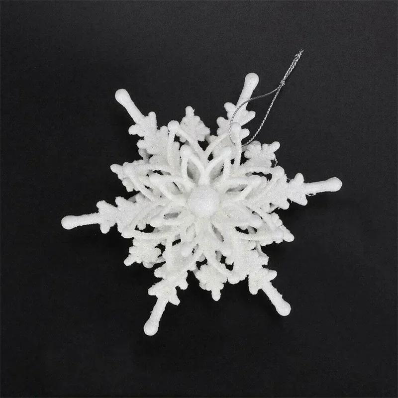 12cm Big Christmas Ice White 3D Snowflake Plastic Glitter Xmas Hanging Pendant for Home Party Wedding Tree Decoration Hot