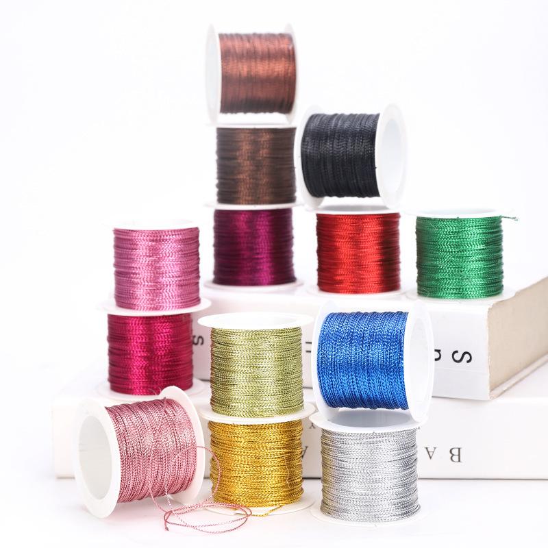 20m/roll 1mm Gold Silver Red Cords Metallic Rope Thread String Strap Gift Wrap Ribbon Cord Bracelet No-slip Hang Tag