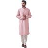 Мужской комплект-курта Manyavar розовый, смешанный хлопок, с длинным рукавом | Традиционный комплект-курта для мужчин (XL)