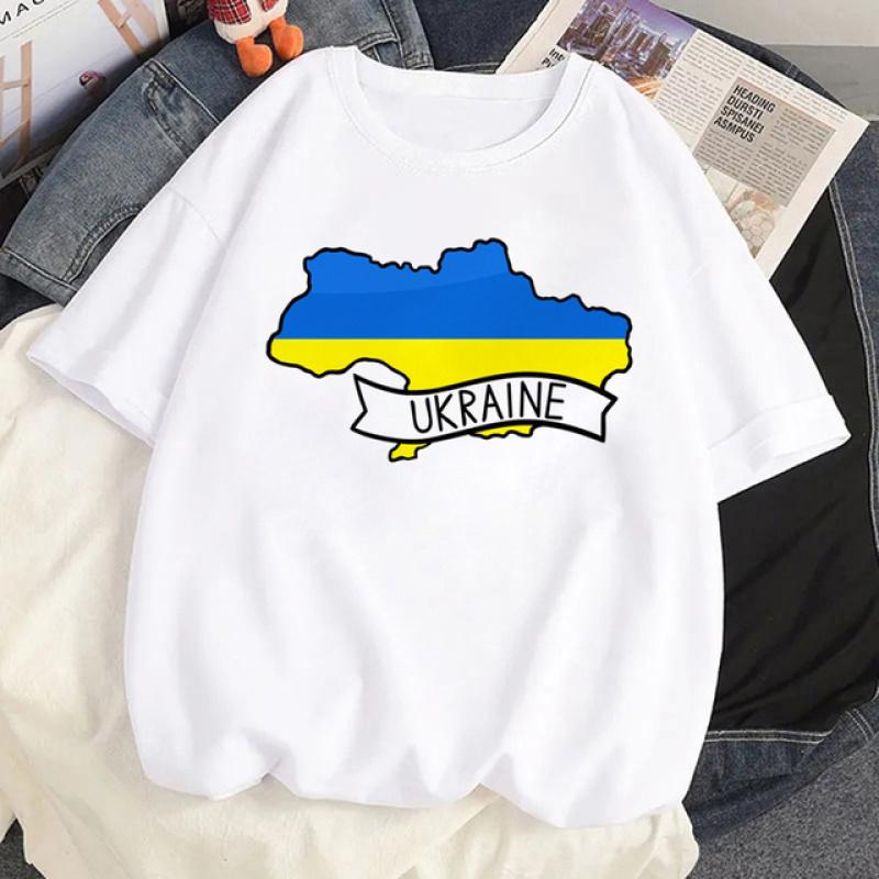 Рубашка с флагом Украины, женская футболка с принтом ромашки, короткий рукав, Harajuku, простая одежда, базовые футболки на каждый день, летние топы большого размера, 8xl