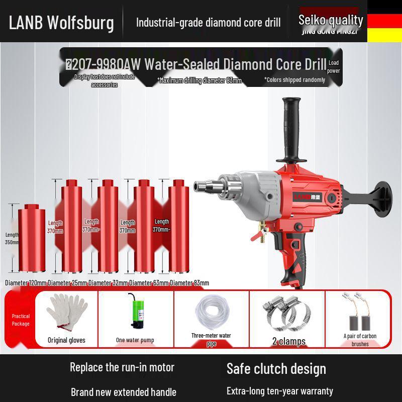 Diamond Core Drill Machine: Handheld & Stand, Wet/Dry, Concrete & AC Hole Opener, Water Drill Mixer