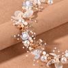 Bridal Handmade Luxurious Headband Knitting Gold Leaves Flower Pearls Gown Hair Vines for Bridesmaid Wedding Party Balls