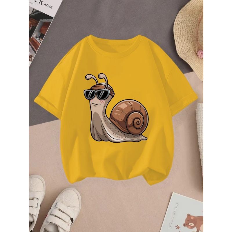 European sizes Snails Cotton girls T-shirt