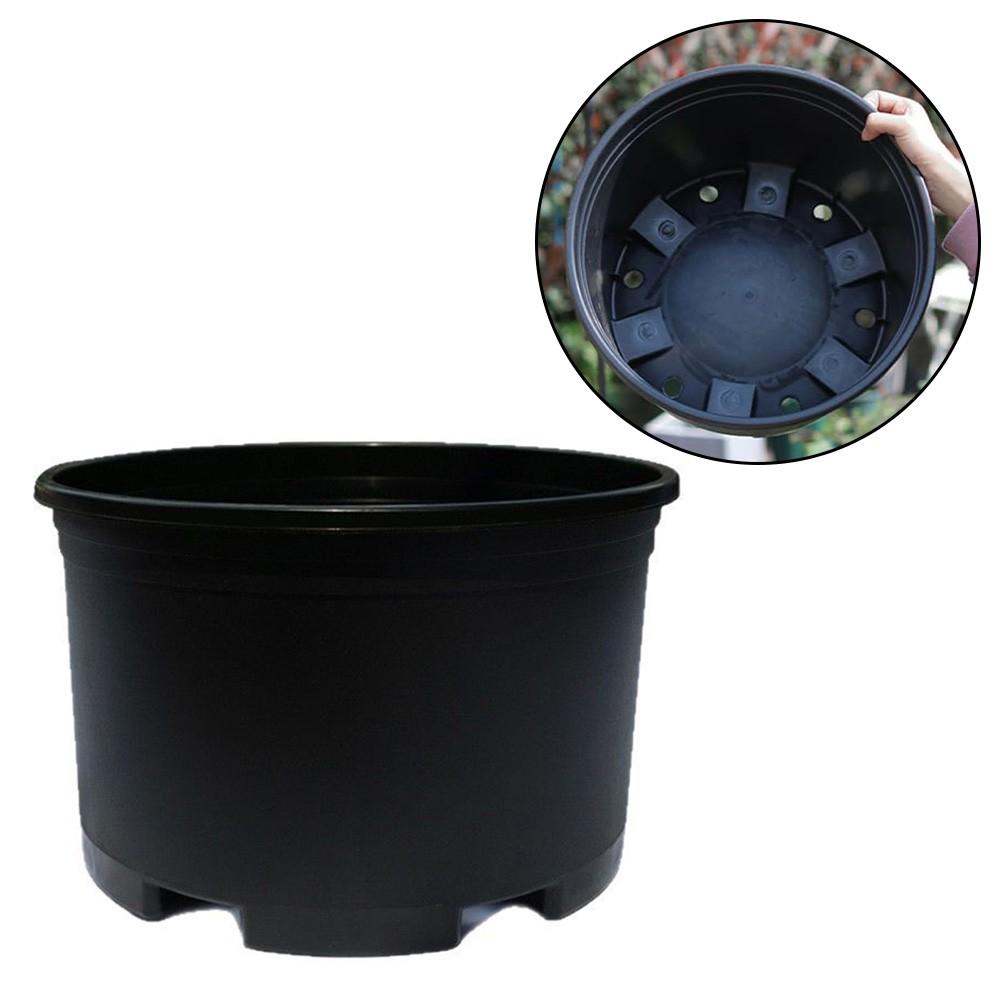 Large Round Outdoor Plant Nursery Pot with Drainage Holes 30cm 34cm Black