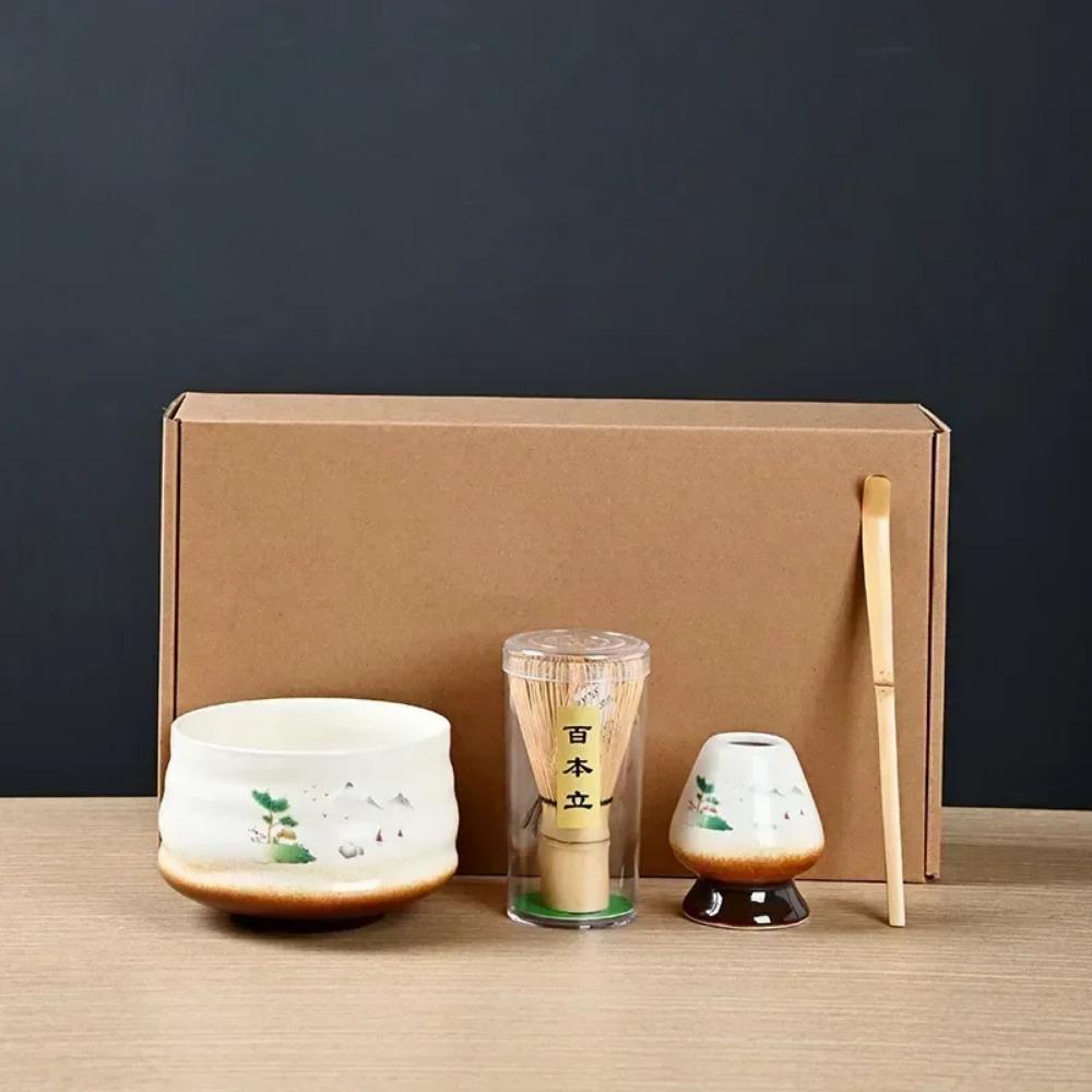 4/6 шт. Набор для чая матча ручной работы для дома, легко чистить, подставка для инструментов, миска, венчик, ложка, подарок, церемония, традиционные японские аксессуары