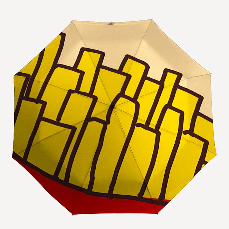 1pc Fries FastFood Automatic Open/Close Umbrella - Compact Travel Umbrella with 8-Rib Durable Frame, Lightweight & Portable Design z50
