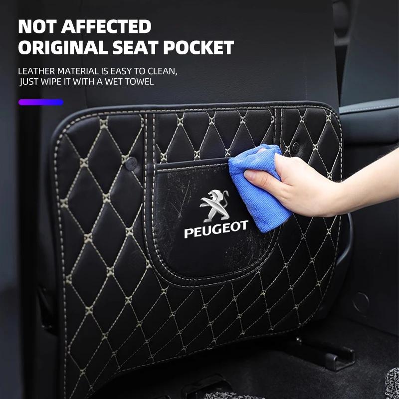 New PU Leather Car Anti-Kick Mats Car Seat Back Protector Cover For Peugeot 206 208 306 307 308 407 408 508 2008 3008 Accessorie