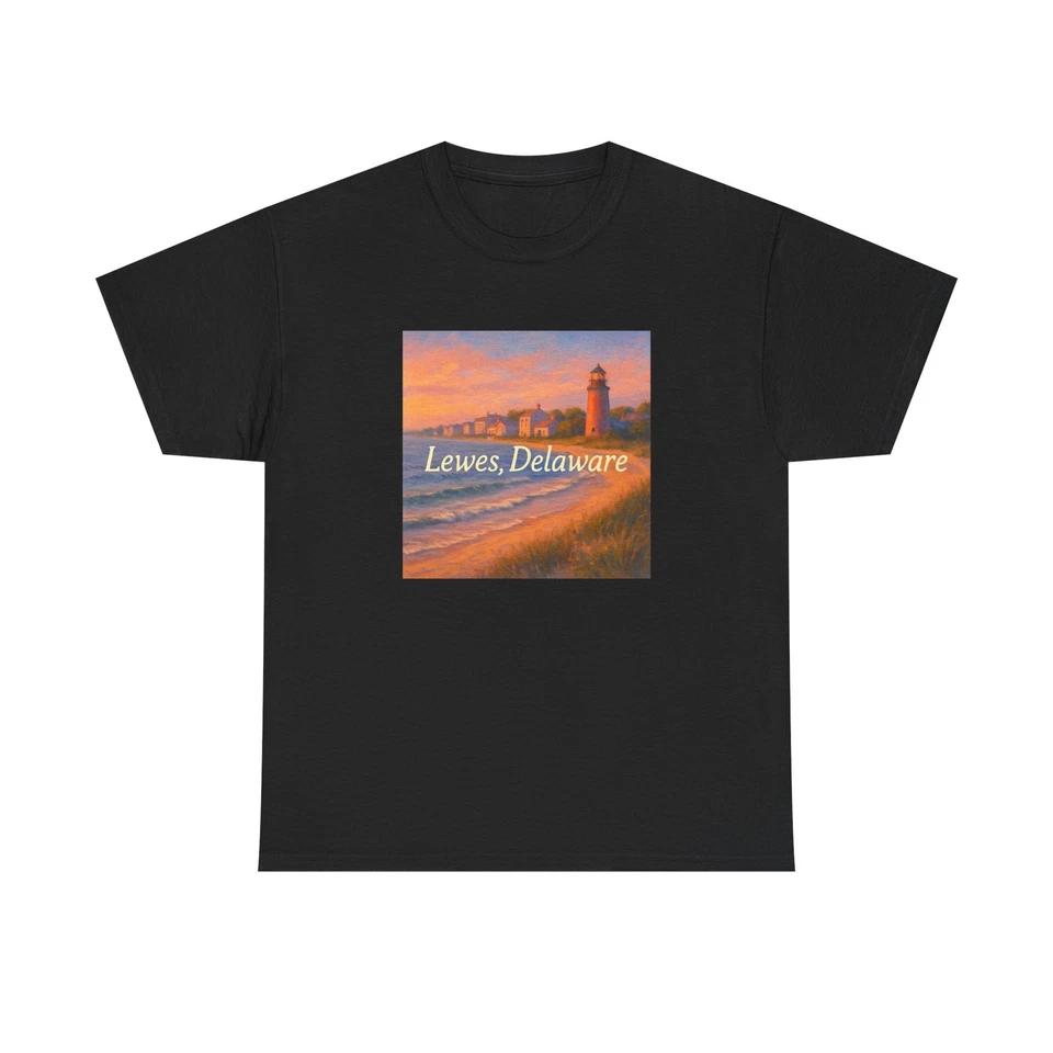 Unisex Adult T Shirt Lewes Delaware Historic Bayfront Art
