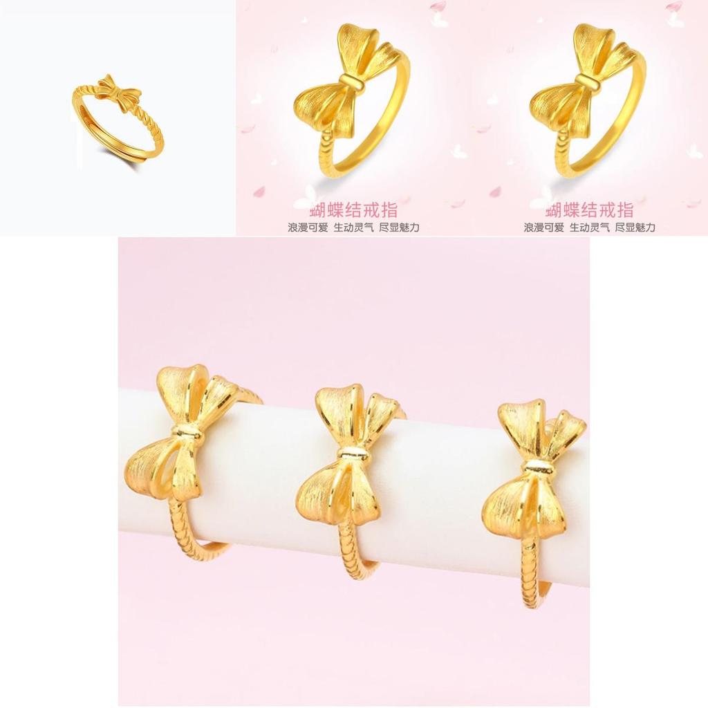 Stunning Gold Plated Brass Adjustable Butterfly Bow Ring For Women Perfect For Spring Fashion