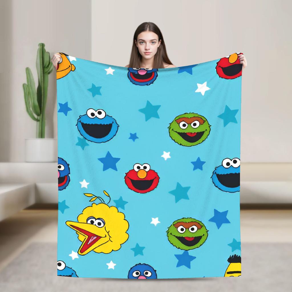 Christmas Present Pattern Blanket S-Sesames Streets Warm Soft Plush Throw Blanket For Couch Sofa Bed Flannel Bedspread Bed Cover