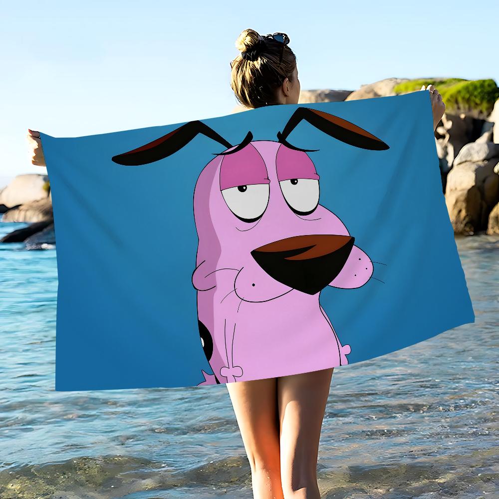 C-ХРАБРОСТЬ Собака-Трус C-Cowardly Dog Пляжное полотенце Цветные банные полотенца для девочки Микрофибра Быстросохнущие Не прилипает песок Пляж Спортзал Бассейн