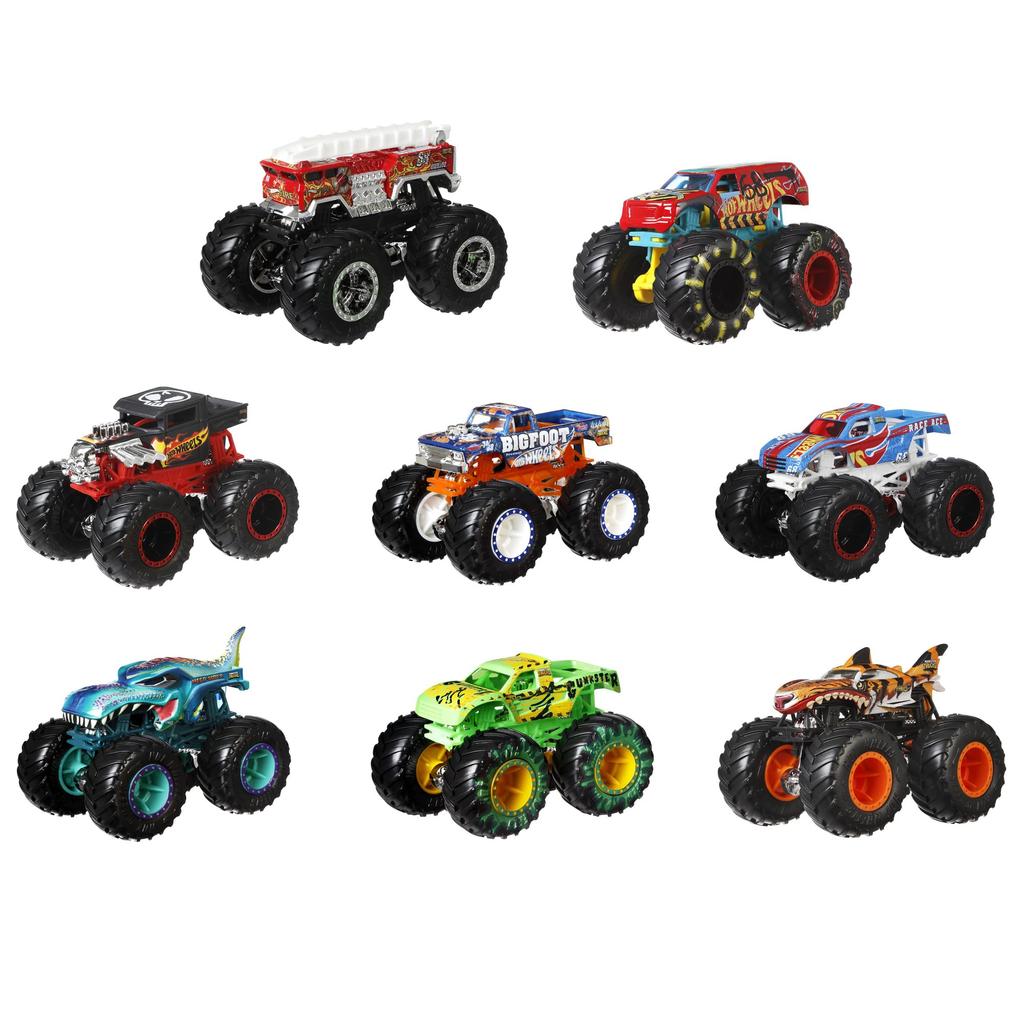 Hot Wheels Monster Trucks 8-Pack, 164 Scale Die-Cast Set (Bone Shaker, Bigfoot, Race Ace, and More) for Kids 3 Plus