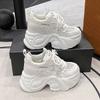 Fashion 8.5CM Women Summer Hollow Breathable Mesh Chunky Sneakers Microfiber Leather Comfy Casual Dad Shoes Female Platform Sports Shoes