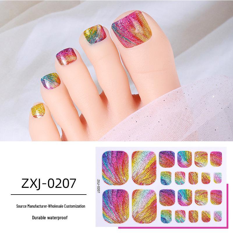 Летние радужные омбре блестящие водостойкие наклейки для ногтей на ногах
