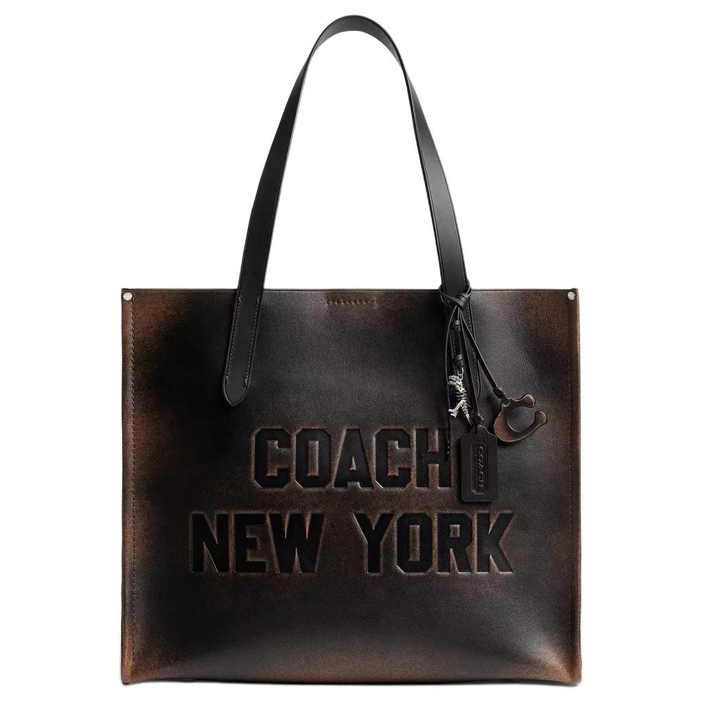 Coach Relay 34 Logo Leather Tote Bag Men Tote Brown CBF30-Y4B