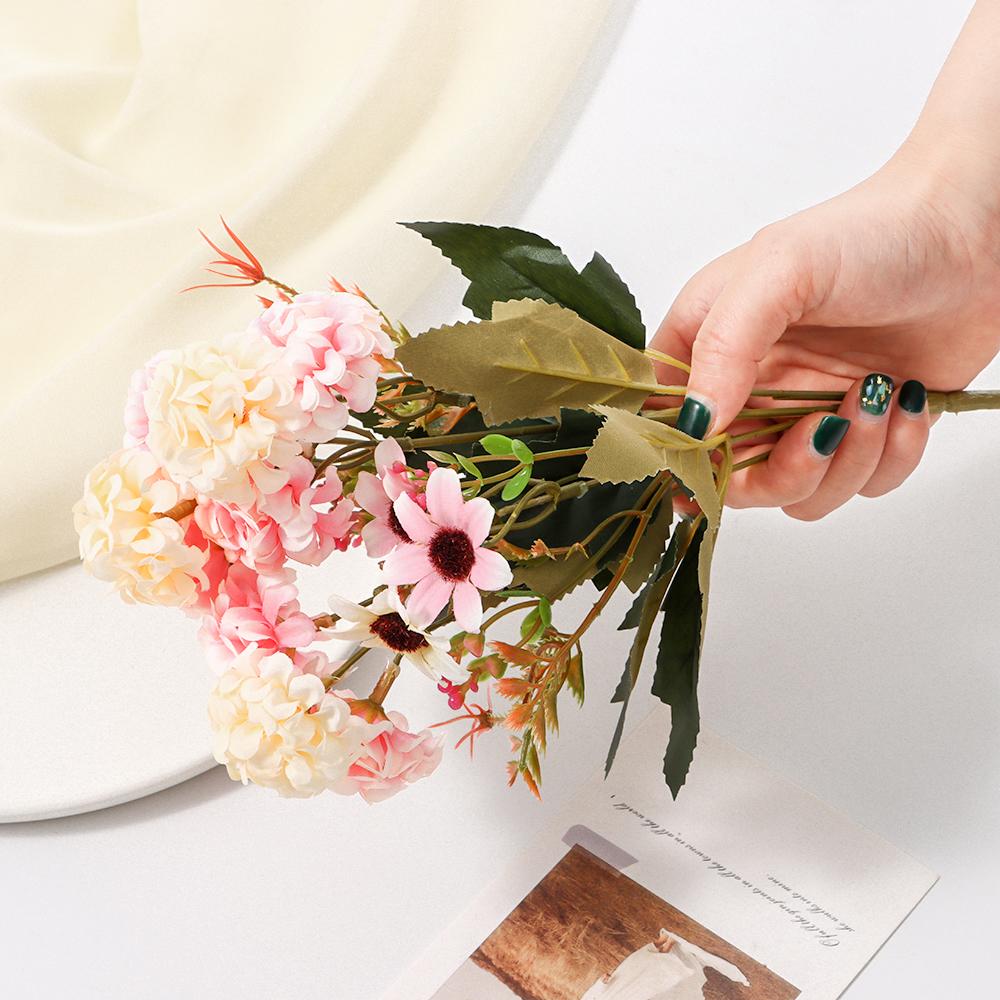 Bridal Bouquet Home Decoration Artificial Hydrangea Floral Arrangement Lifelike Plants Silk Daisy