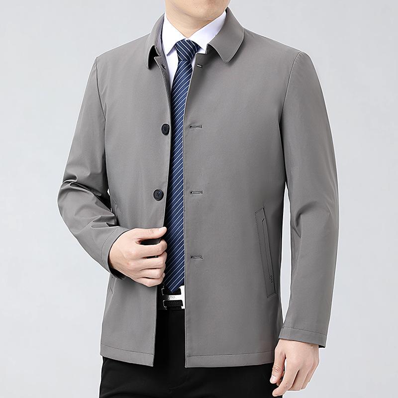 Мужское пальто из шелка тутового цвета с лацканами, весенние и осенние топы, высококачественные свободные повседневные куртки для мужчин среднего и пожилого возраста