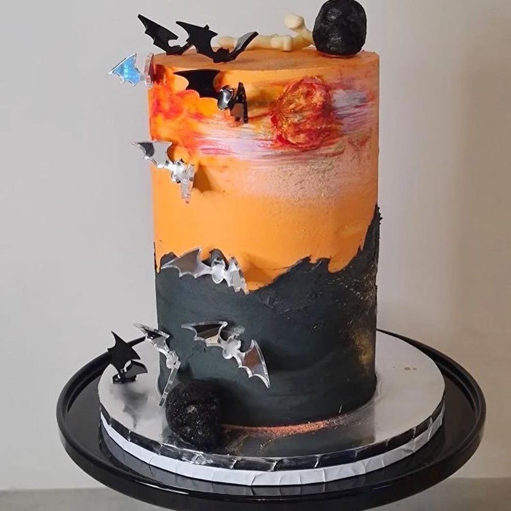 Хэллоуин 3D Акриловый Топпер для Торта в виде Летучей Мыши Украшения для Кексов Многоразовый Жуткий Летающий Готический Свадебный Аксессуары для Торта Декор для Вечеринки на Хэллоуин