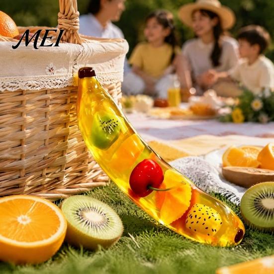 Non Rebound Squeeze Toys Clear Bar Toy with Fake Fruit Inside, Stress Relief Shapeable Soft TPR Fidget Gadgets Stick Sensory Toy, Transparent