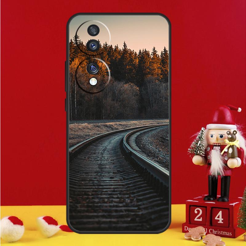 Чехол-накладка с рисунком железнодорожных путей и солнца для Honor Magic 5 6 7 8 Pro Honor 200 400 50 70 90 Lite X8b X8c X9a X9b X9c Win RT