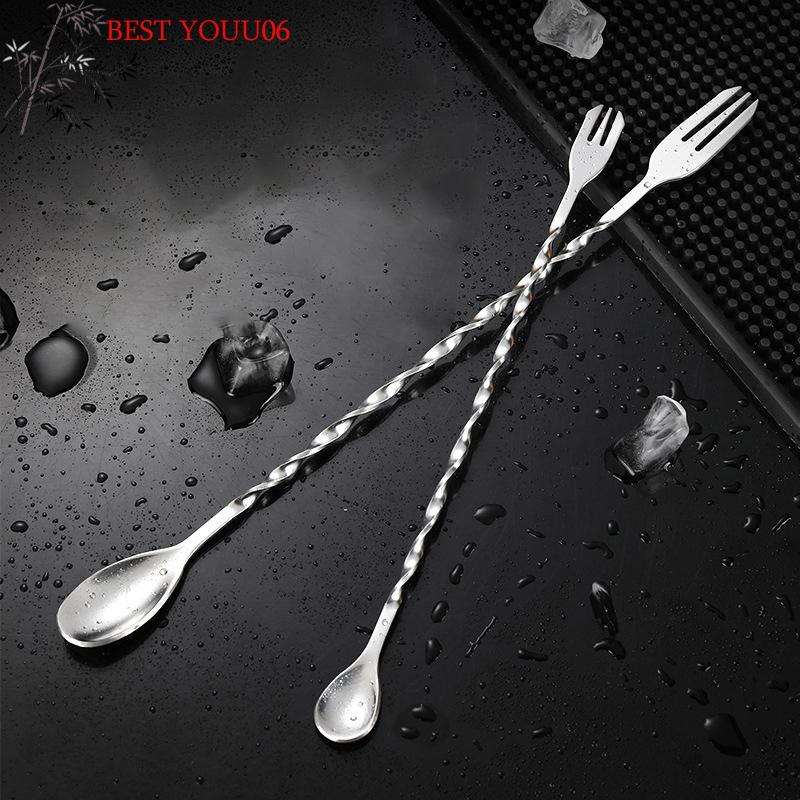 Hot S/L Size Stainless Steel Bar Cocktail Stirrer Mixing SpoonThread Bar Spoon Cocktail Stirring Bartending BarTool Wine Accesso