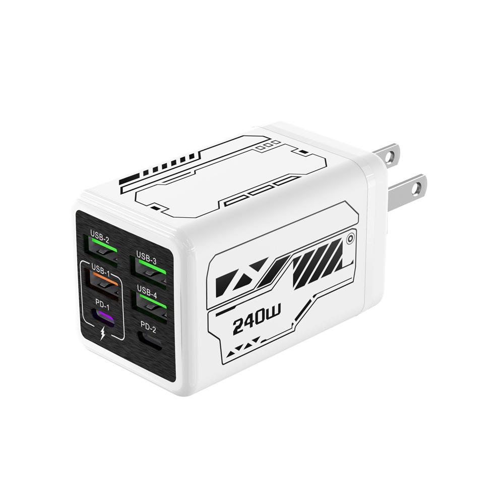 PD 240W Type C USB Fast Charge Charger Multi Ports For iPhone Samsung Huawei Xiaomi Oneplus 6 In 1 Quick Charging Phone Adapter