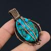 Tibetan Turquoise Pendant, 999 Copper Wire Wrapped Gemstone Jewelry, Handmade Pendant, For Thanksgiving