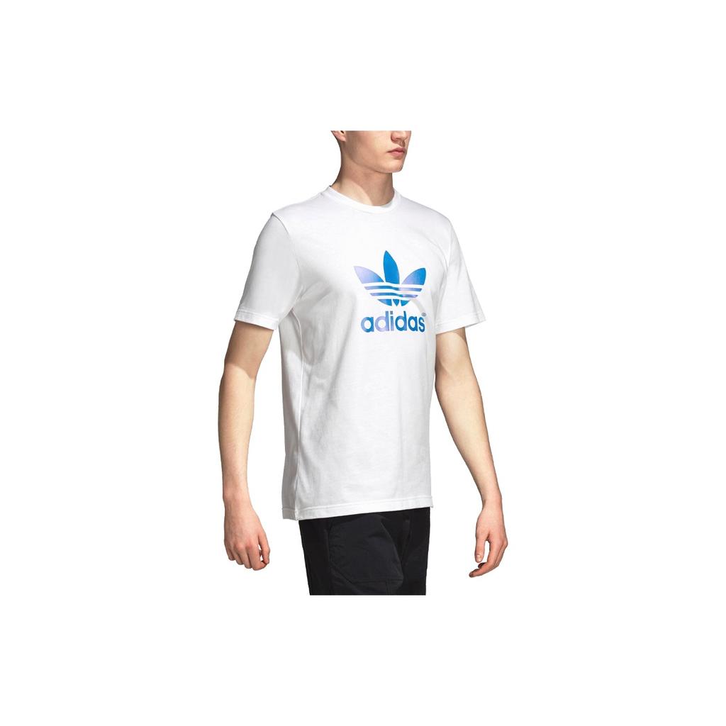 adidas Originals Trefoil Синяя футболка с короткими рукавами и логотипом Мужские топы Белые DP8570