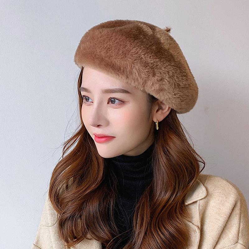 Imitation Mink Women Autumn and Winter Beret British Fashion Trendy New Painter Hat Spring and Autumn Bud Hat
