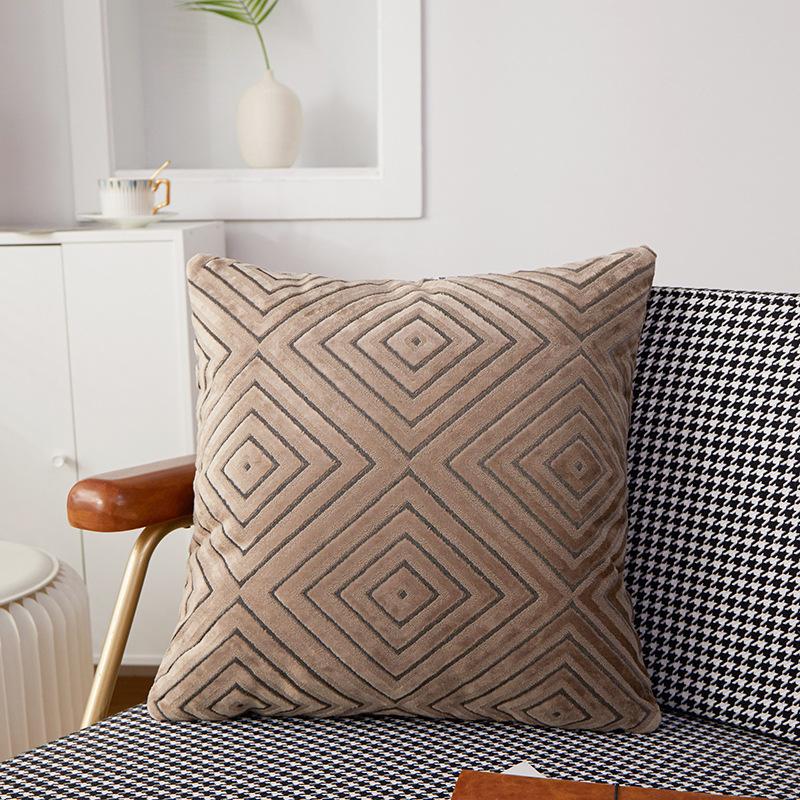 Бархат с коротким ворсом Невидимая молния Подушка Подушка для кровати Прикроватная спинка Мебель Подарок Квадратная подушка Квадратная подушка Кожаная подушка