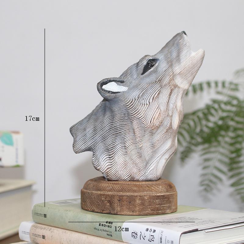 Искусственная скульптура животного Резьба по дереву Голова животного Тигр Лев Резьба по дереву Поделки Сосновые украшения Аксессуары для домашнего декора