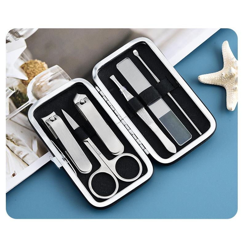 Focstar Premium 6pcs Stainless Steel Manicure & Pedicure Nail Clippers Set Travel Case Beauty Tool Kit (M107)