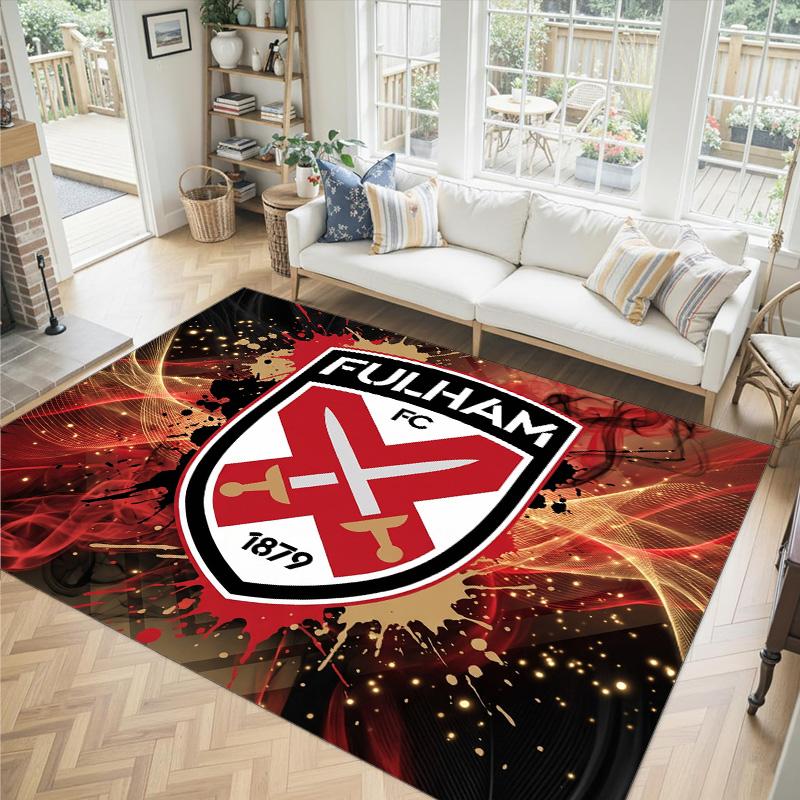 Fulham Football Design Crystal Velvet Carpet Cozy Non?Slip Printed Rug For Bedroom Living Room Entrance