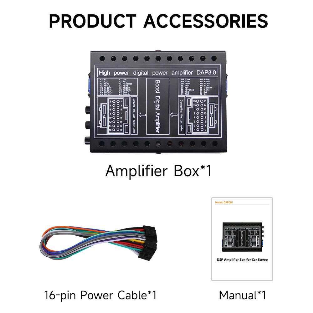 16-контактный усилительный блок для автомагнитолы Android послепродажного обслуживания, стерео, навигационного устройства, 4 канала * 50 Вт
