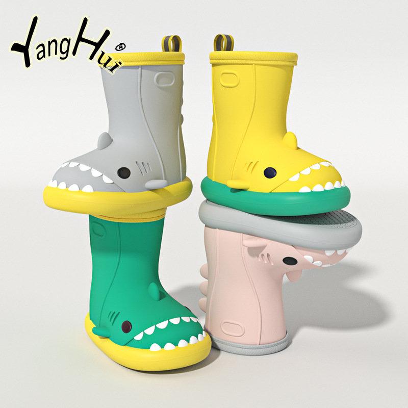2024 Новые роскошные женские резиновые сапоги, новые резиновые женские прогулочные водонепроницаемые ботильоны, повседневные короткие сапоги с изображением животных в мультяшном стиле