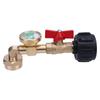 Tank Refill Elbow Adapter with Gauge Metal High Temperature Proof Real Time Pressure Monitoring for BBQ Gas Grill