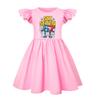 5260 Детское Платье для Девочек Steal a Brainrot 67 с Принтом, с Рюшами, с Короткими Рукавами, Повседневное