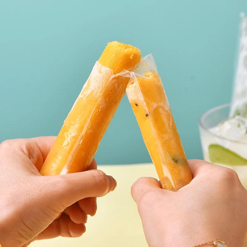 100pcs Summer Disposable Ice Popsicle Bags for DIY Ice Cream Pops Fruit Juice Smoothies Yogurt Mold Bag with Zipper Seal Packaging Bags