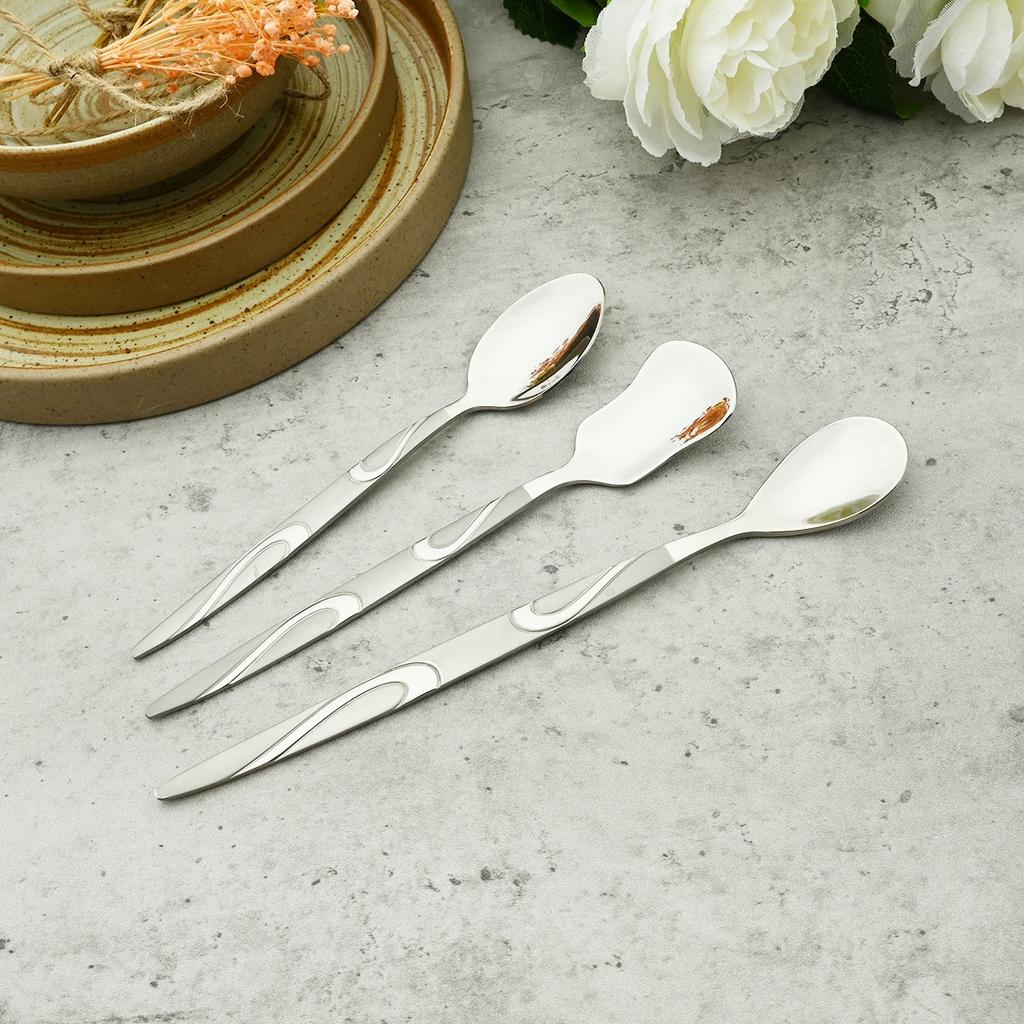 Винтажный зеркальный набор столовых приборов, столовая посуда из нержавеющей стали, столовые приборы, нож, вилка, ложка для мороженого, креативная десертная ложка, набор посуды