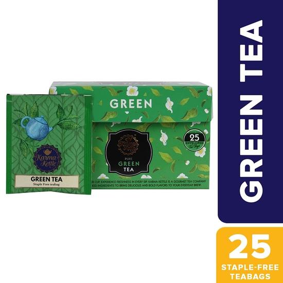 Karma Kettle Green Tea Unbleached and Staple-Free 25 Teabags