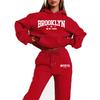 Autumn Winter BROOKLYN Sweater Pants Set Women Hoodie Set Street Hip Hop Clothing Casual Female Clothing Plush Sweatshirt