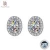 Oval Cut Moissanite Diamond Stud Earring 100% 925 Silver Promise Wedding Platinum Plated Jewelry For Women Bridal